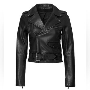 Parker Black Cooper Leather Women's Motorcycle Jacket, XS 0 or 2 like IRO